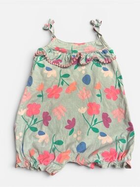 Carter's Light Blue Tank Romper with Floral Print 24m